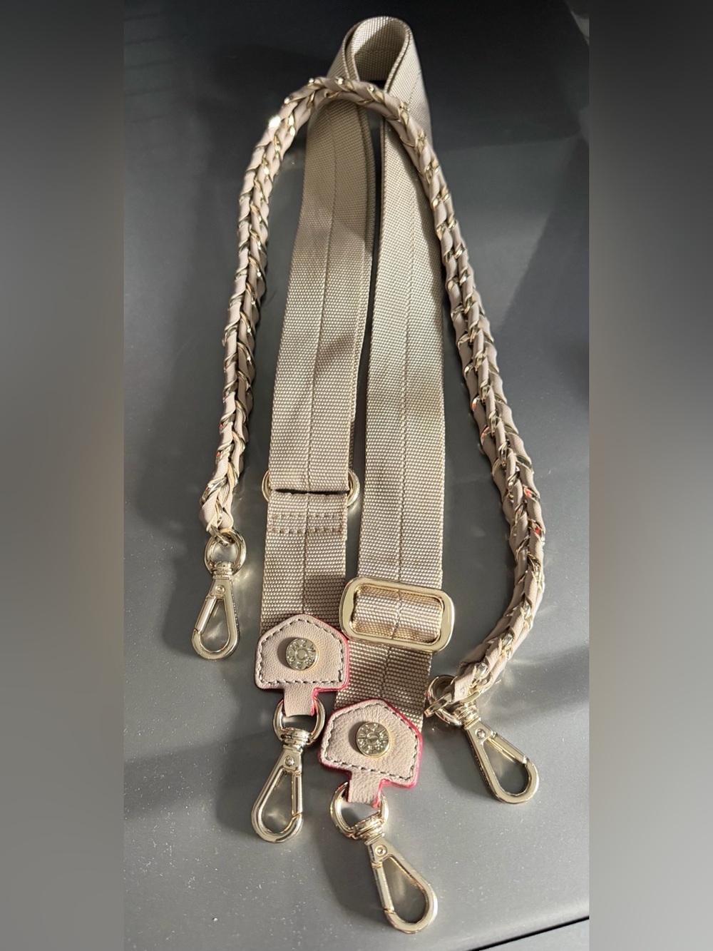 MZ Wallace Beige Braided & Adjustable Shoulder Straps with Gold Hardware